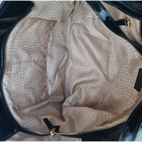 Kate Spade - Black Harmony Glossy Patent Perforated Hearts Large Tote Bag, GUC - Picture 10 of 12